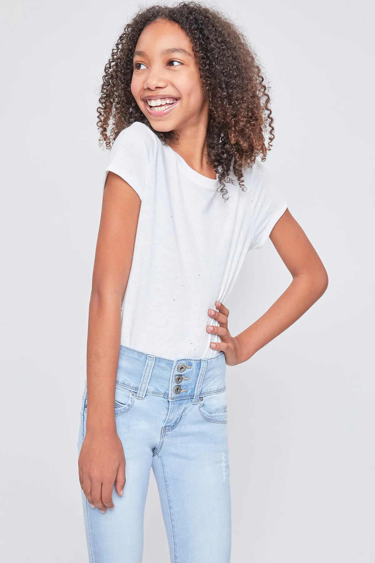 Girls Wannabettafit 3-Button Clean Hem Skinny Jean Made With Recycled Fibers, Pack Of 12