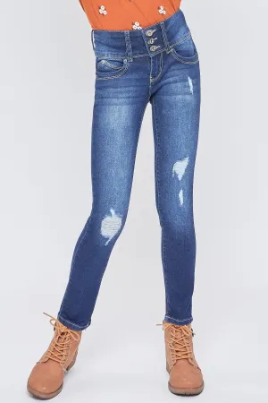 Girls Wannabettafit 3-Button Clean Hem Skinny Jean Made With Recycled Fibers, Pack Of 12