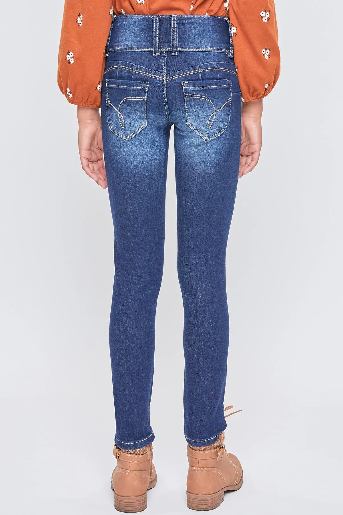 Girls Wannabettafit 3-Button Clean Hem Skinny Jean Made With Recycled Fibers, Pack Of 12