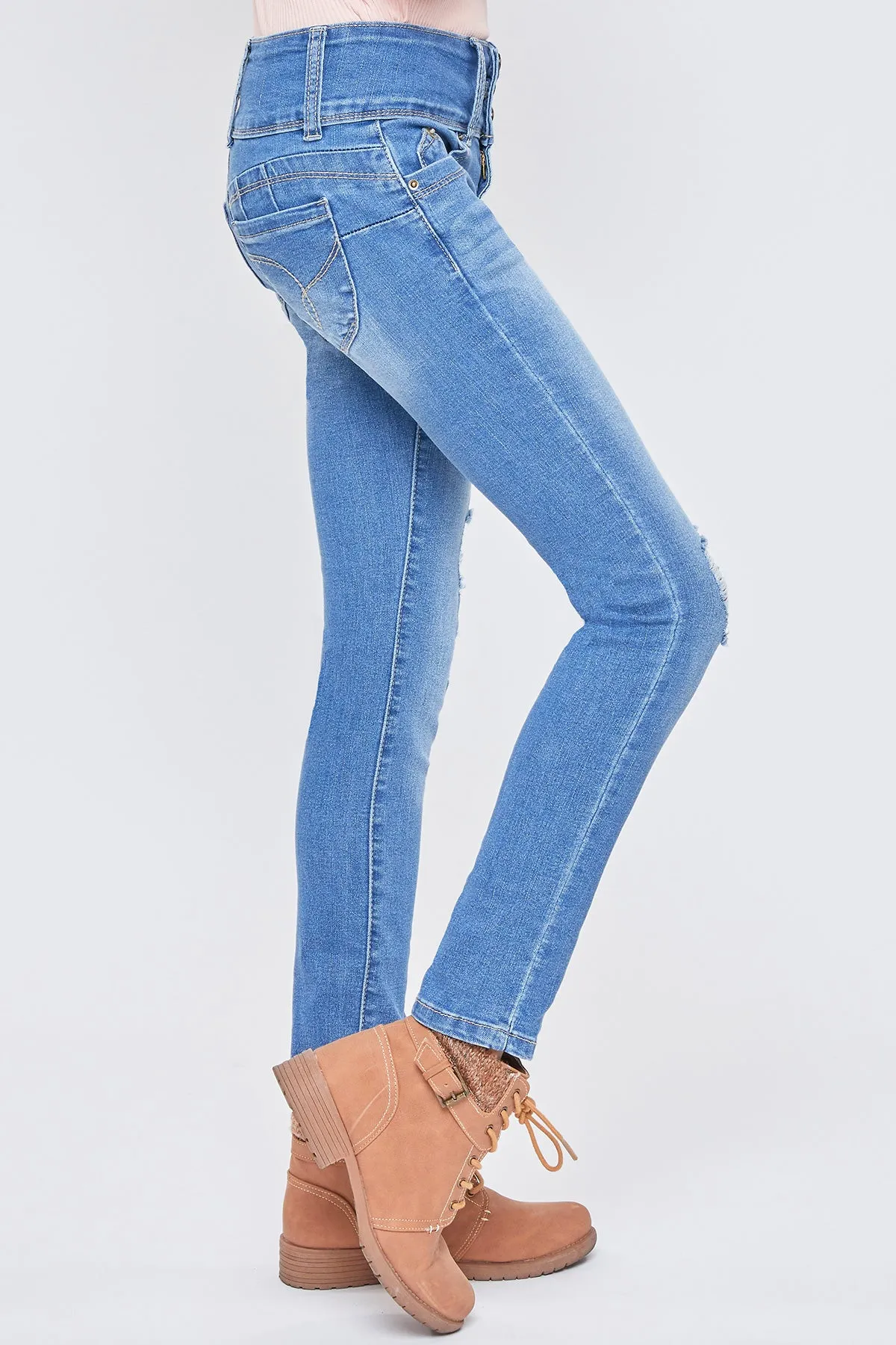 Girls Wannabettafit 3-Button Clean Hem Skinny Jean Made With Recycled Fibers, Pack Of 12