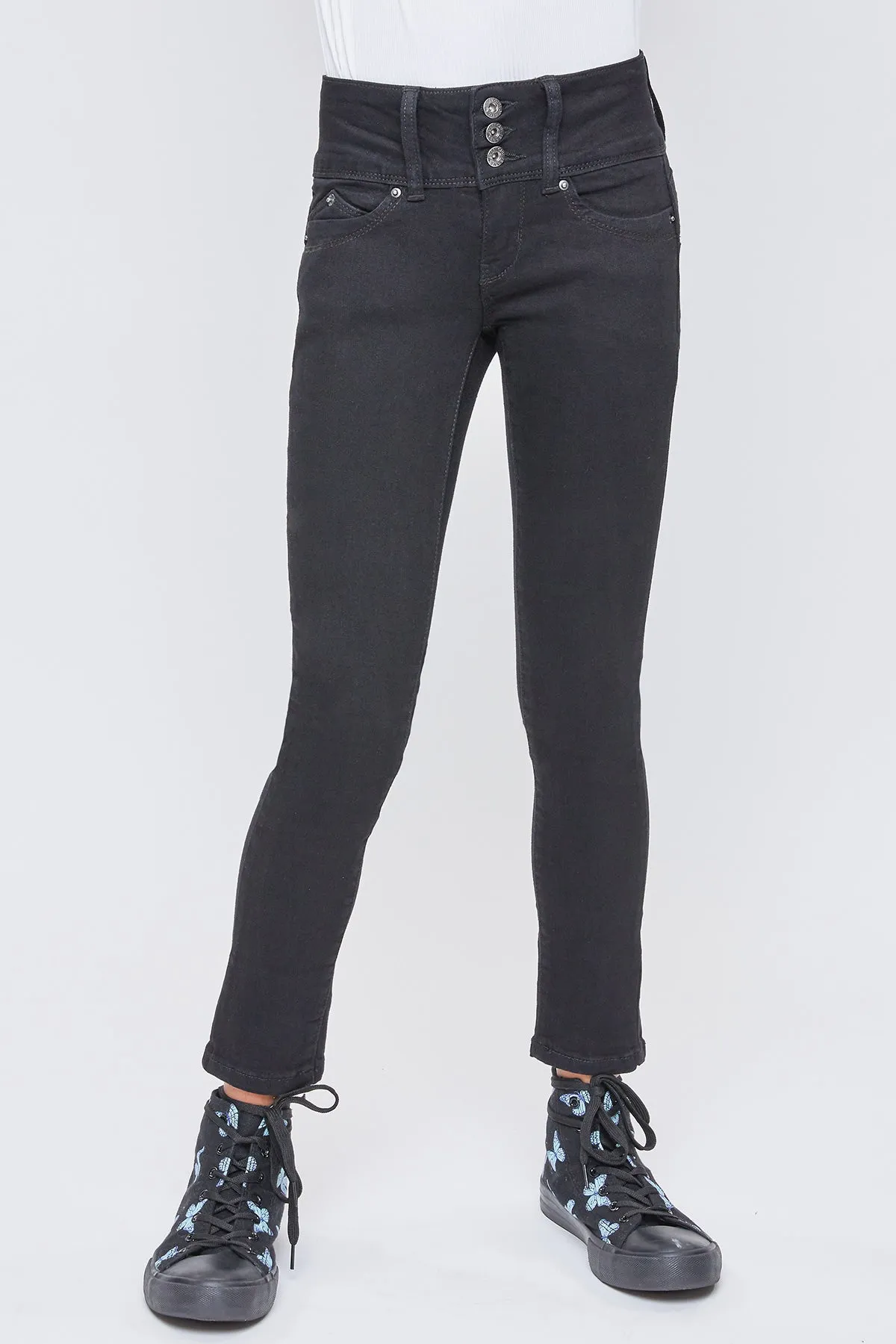 Girls Wannabettafit 3-Button Clean Hem Skinny Jean Made With Recycled Fibers, Pack Of 12
