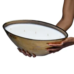 Gold Ceramic Boat Bowl Scented Soy Candle- 64oz **Made to order**