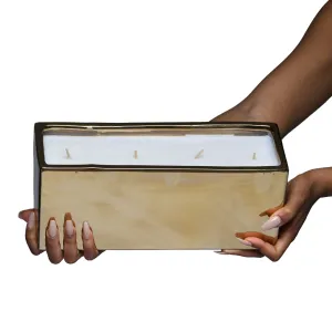 Gold Ceramic Rectangle Scented Soy Candle - 64oz **Made to order**