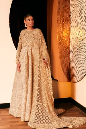 Golden Lehenga Gown Dress for Pakistani Bridal Wear