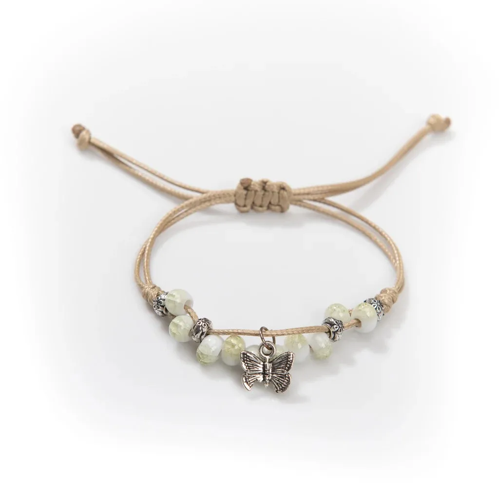 Handmade Butterfly Ceramic Cracked Ice Vintage Adjustable Bracelet