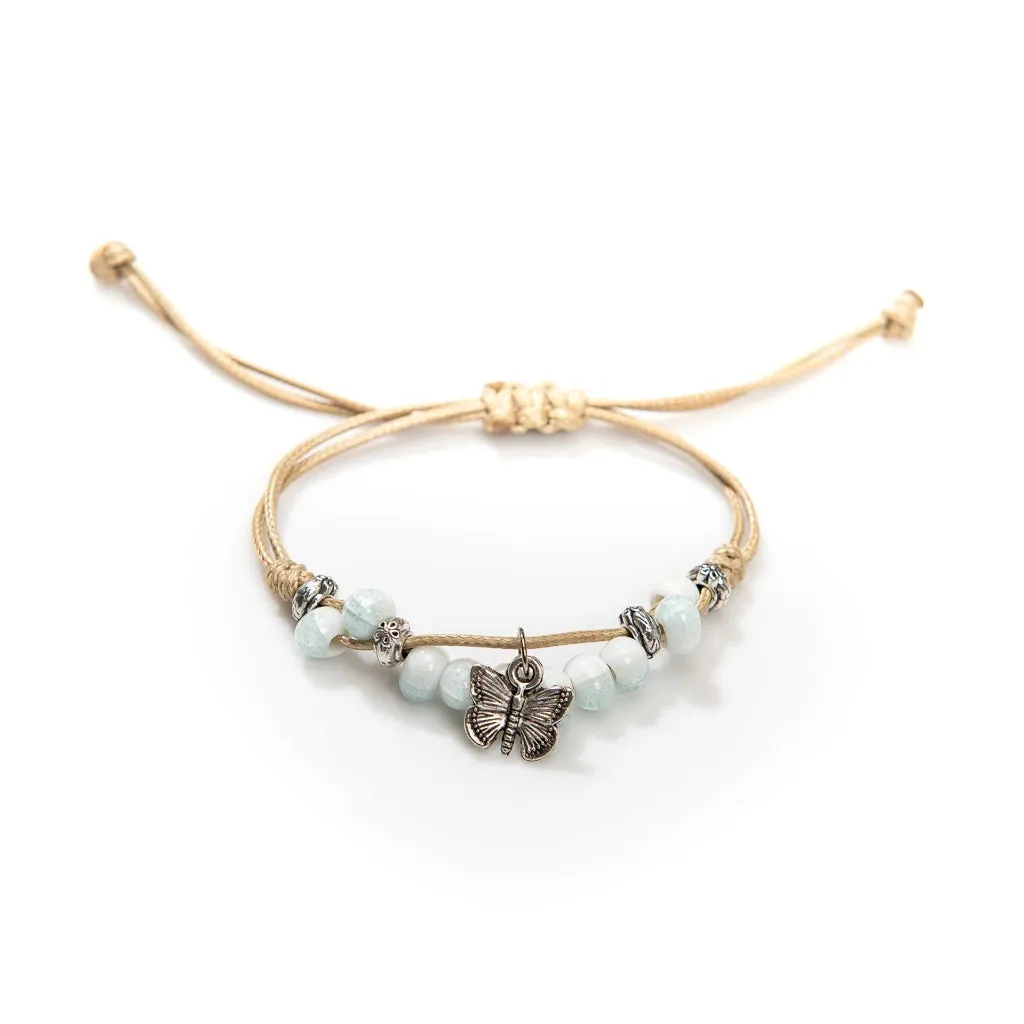 Handmade Butterfly Ceramic Cracked Ice Vintage Adjustable Bracelet