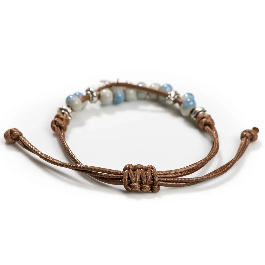 Handmade Butterfly Ceramic Cracked Ice Vintage Adjustable Bracelet
