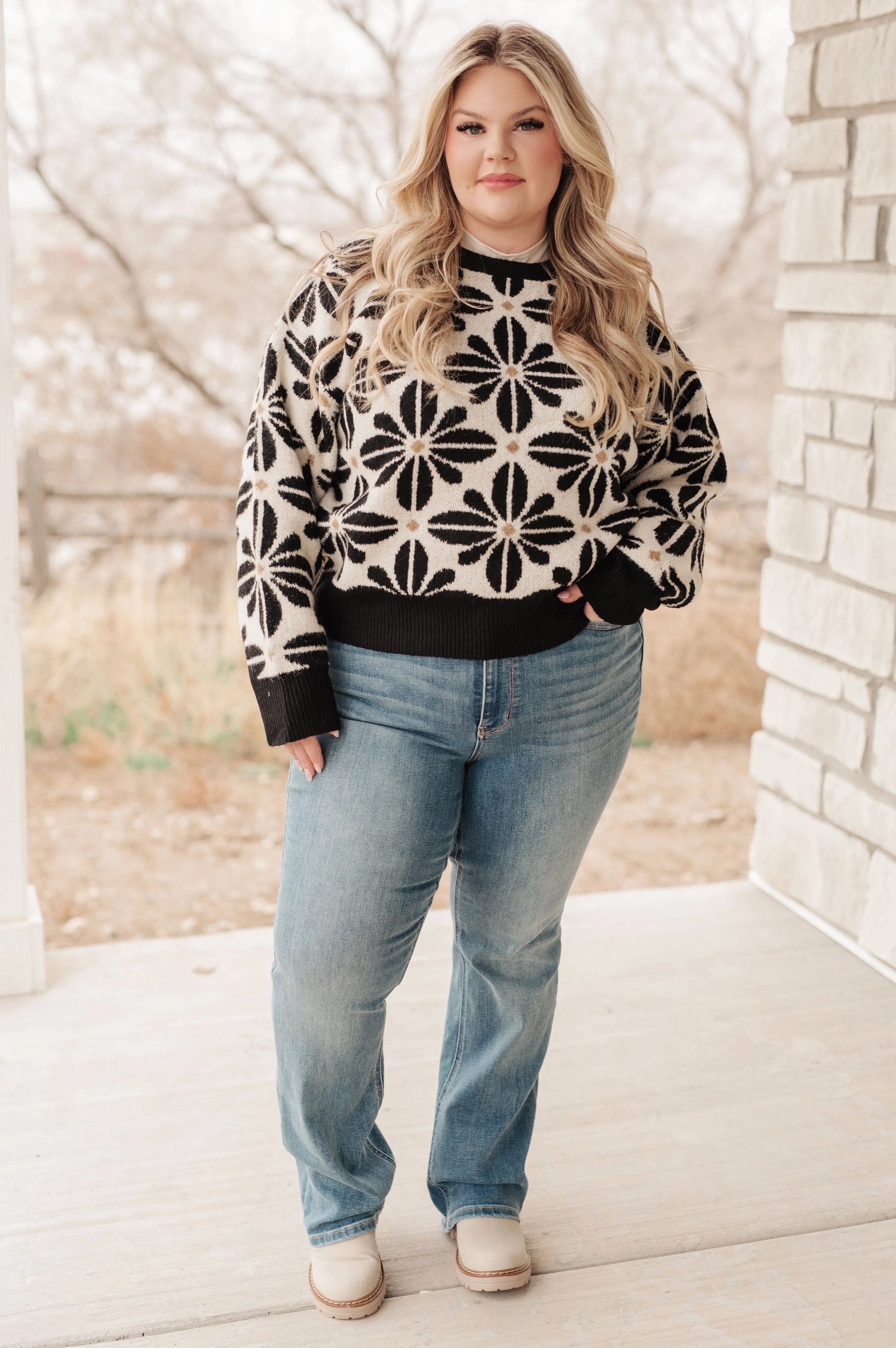 Hazel Blues® |  Mid Mod Floral Sweater