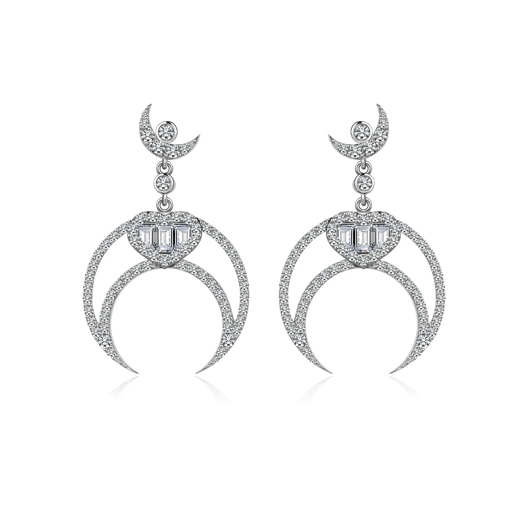 HIGH MOON BAGUETTE HEART EARRINGS