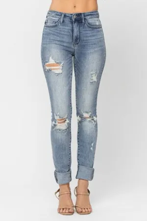 HW Tall Skinny w Heavy Destroy Judy Blue