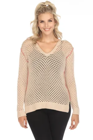 Johnny Was Theresa Crochet Sweater Top M66122 Boho Chic