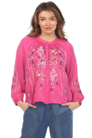 Johnny Was Workshop Curacao Raglan Poet Shirt Boho Chic W15323