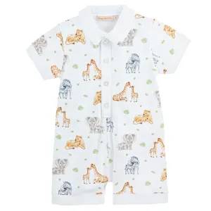 Jungle Kids Printed Romper with Collar