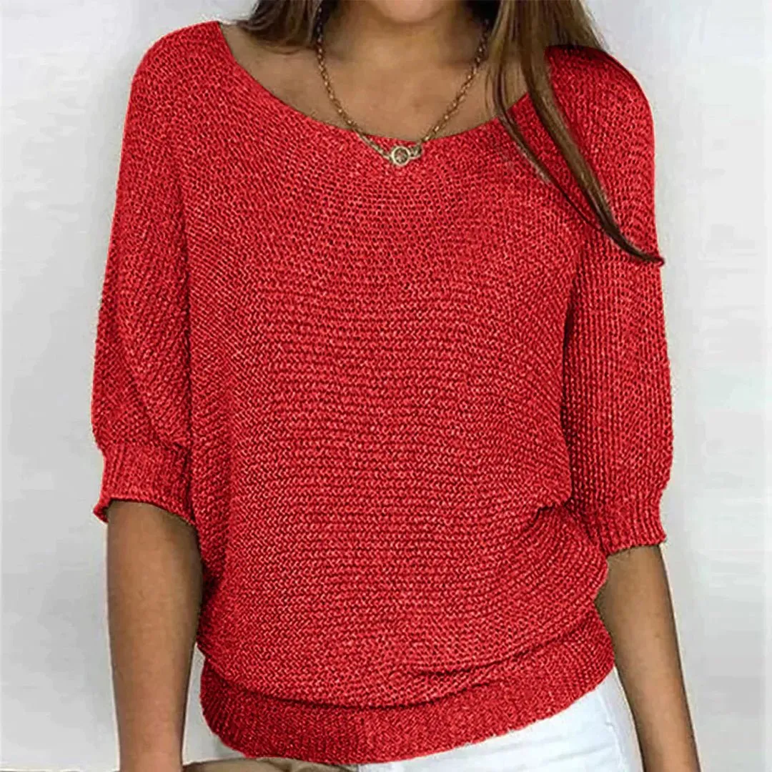 Knitted Blouse – Metallic Thread – Casual Winter Look