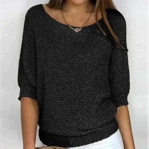 Knitted Blouse – Metallic Thread – Casual Winter Look