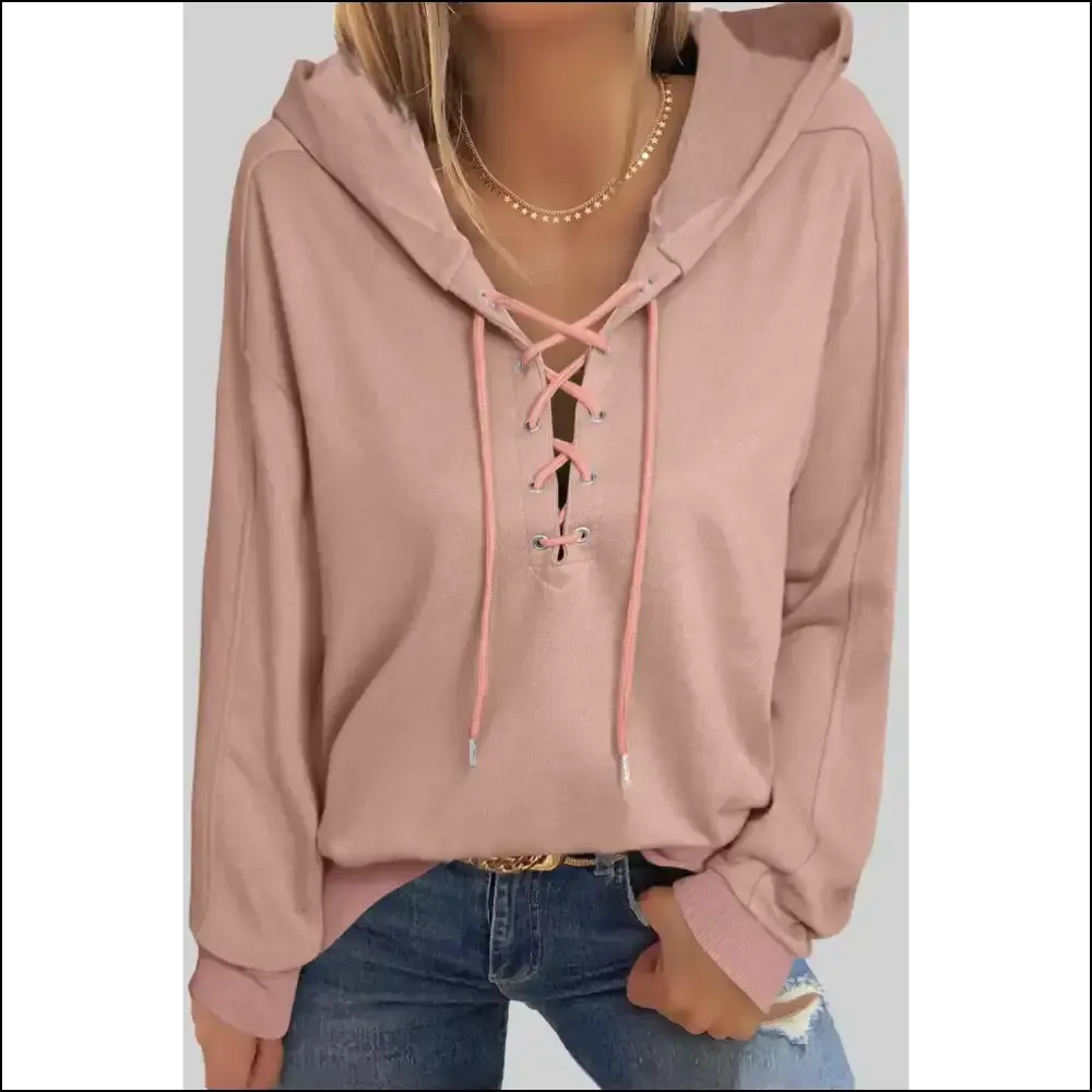 Lace Up Long Sleeve Hoodie: Dress to Impress, Even when You’re Guessing! 👑✨