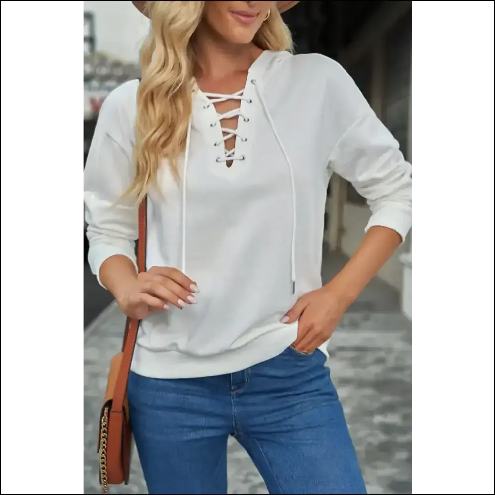 Lace Up Long Sleeve Hoodie: Dress to Impress, Even when You’re Guessing! 👑✨