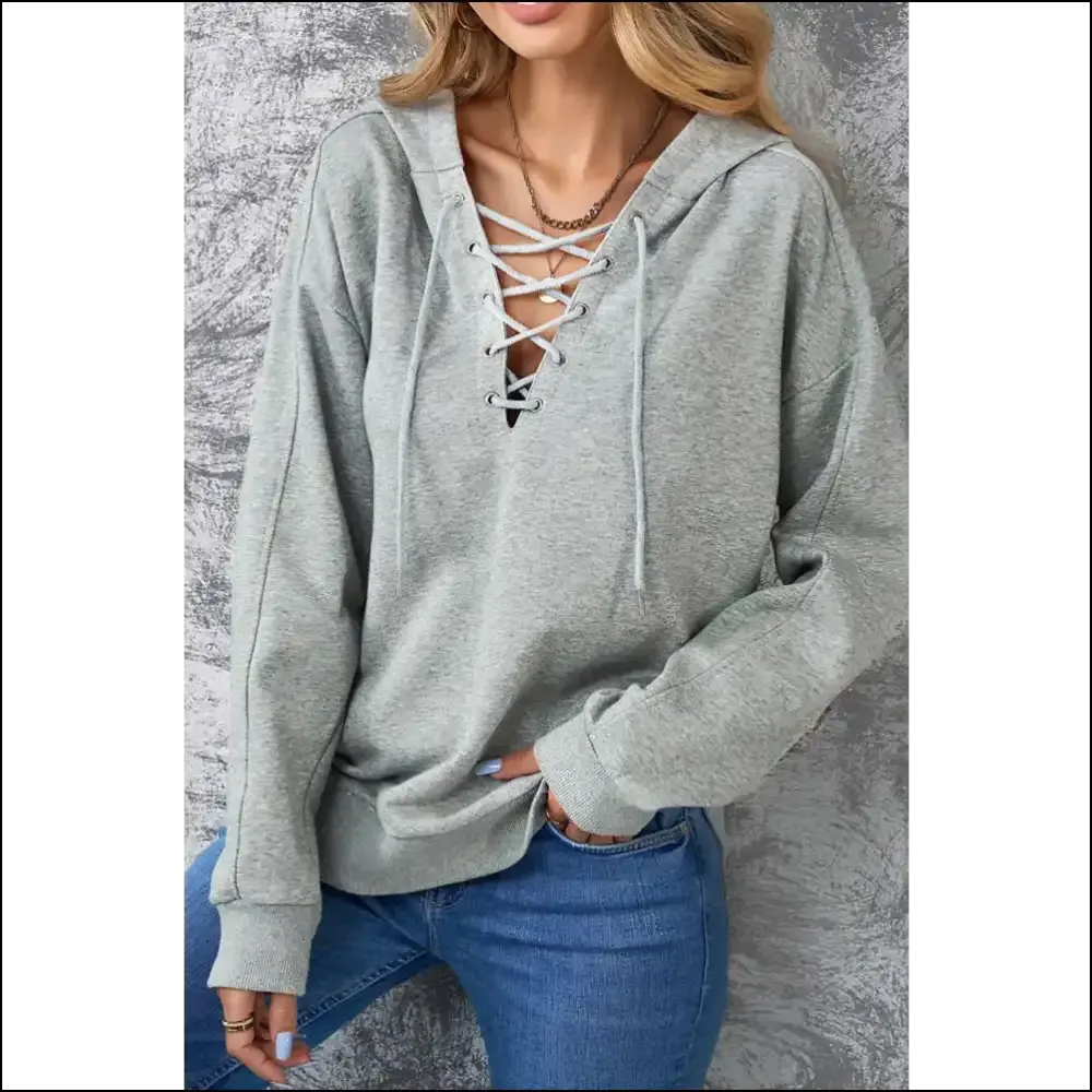 Lace Up Long Sleeve Hoodie: Dress to Impress, Even when You’re Guessing! 👑✨