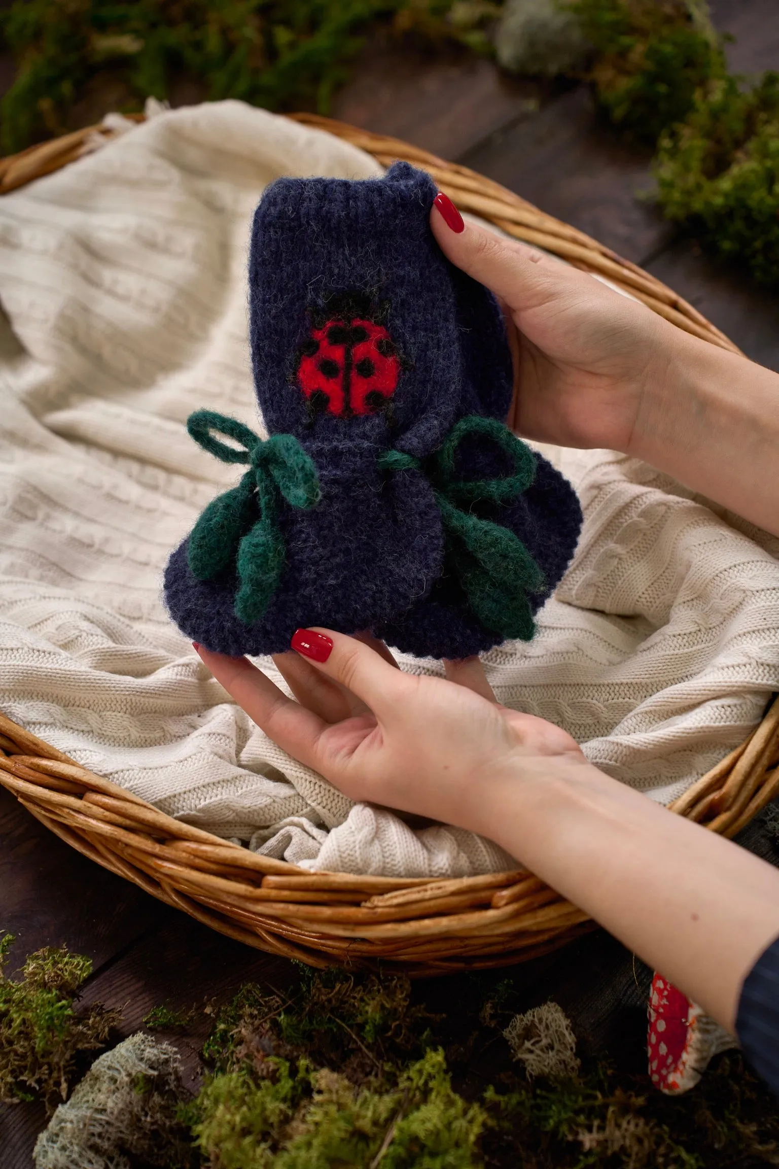 Ladybug Booties| Dark blue