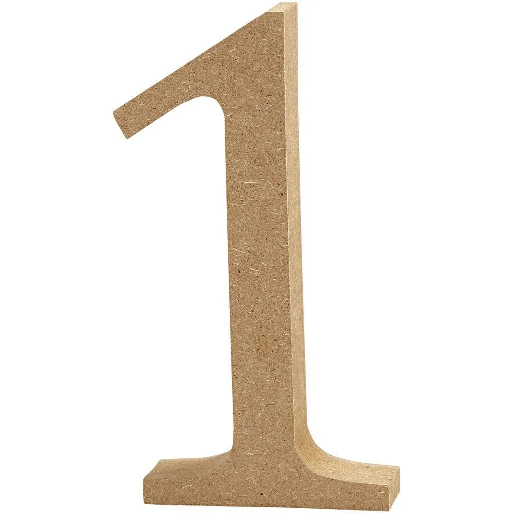 Large MDF Wooden Number 13 cm - Digit 1