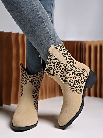 Leopard suède blokhaklaarzen