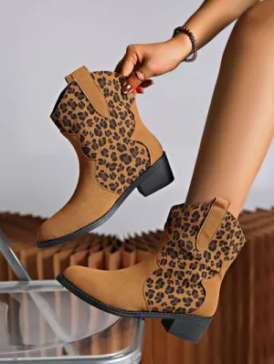 Leopard suède blokhaklaarzen