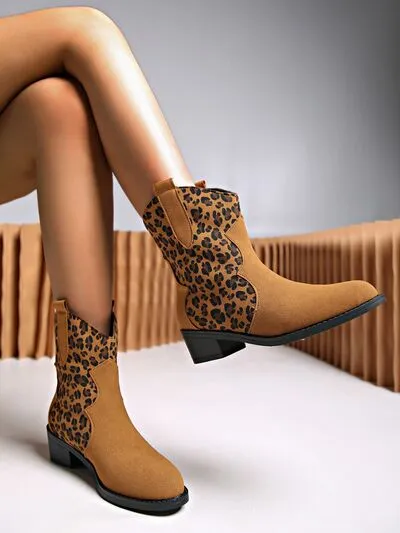 Leopard suède blokhaklaarzen