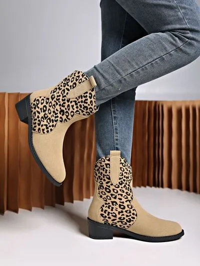 Leopard suède blokhaklaarzen