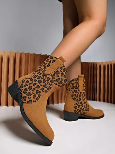Leopard suède blokhaklaarzen