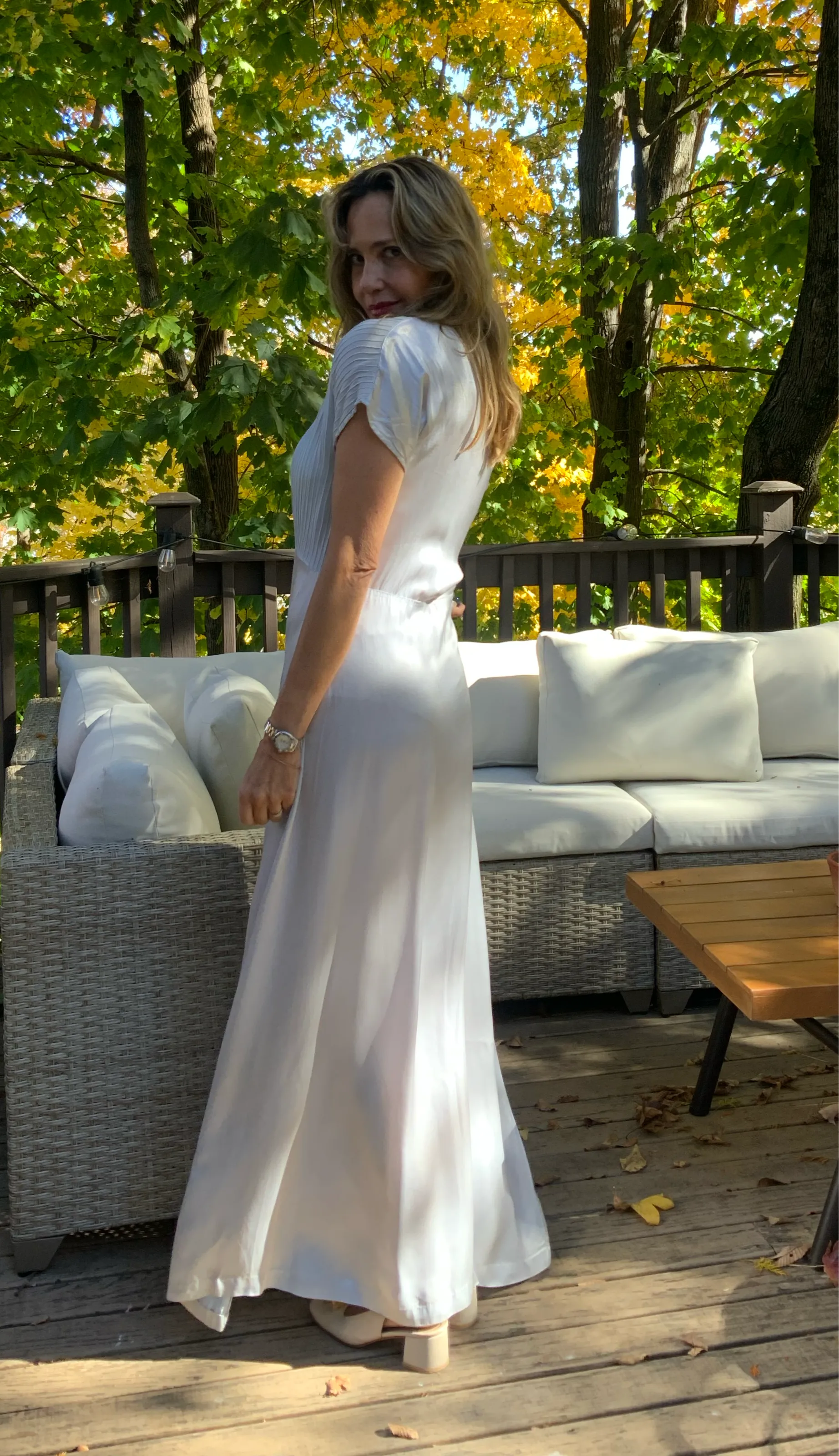 Light Bleu Satin Dress - 50s - 50AB