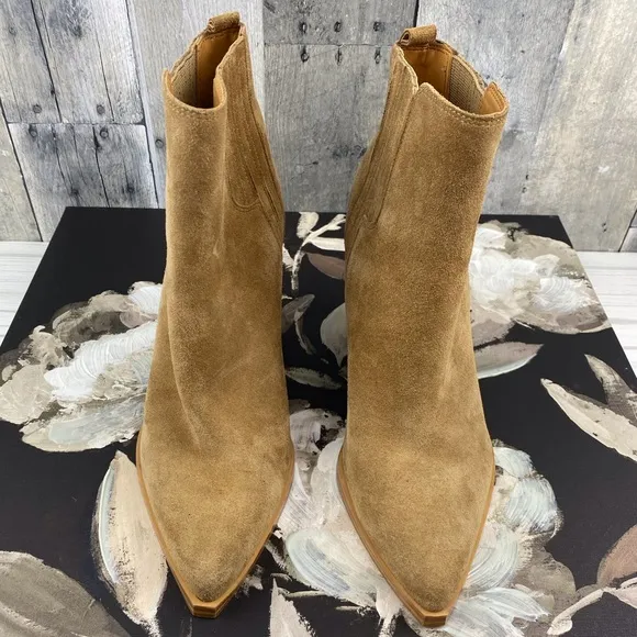 Marc Fisher Mariel Suede Booties in Medium Natural Size 7.
