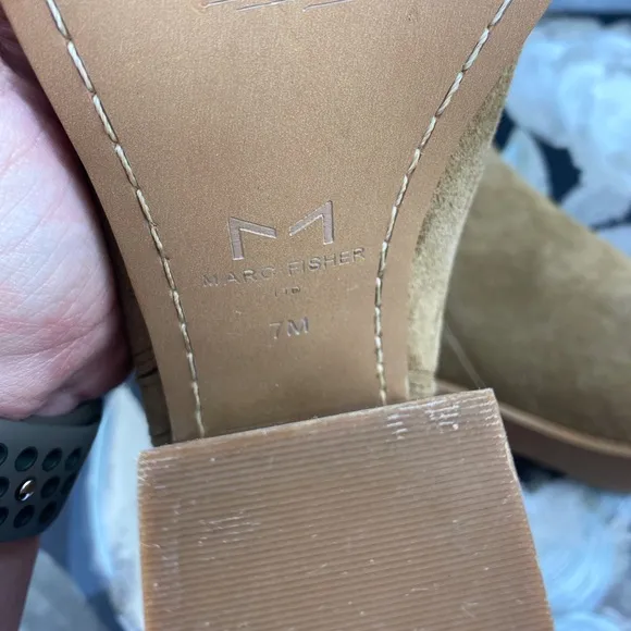 Marc Fisher Mariel Suede Booties in Medium Natural Size 7.