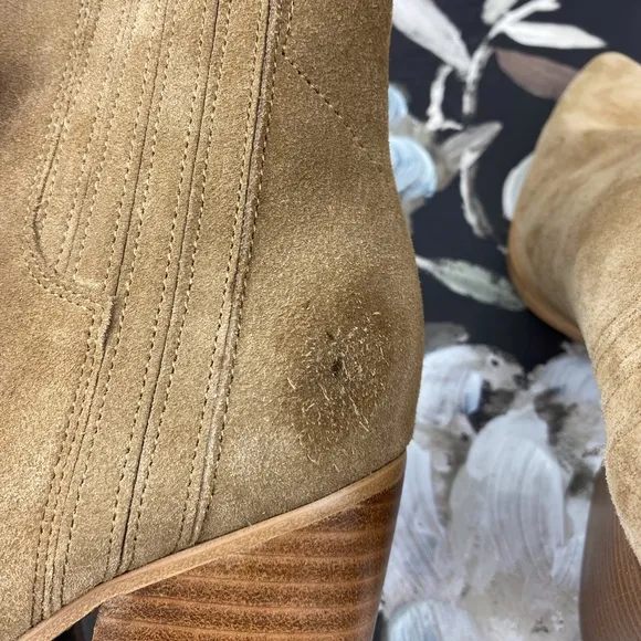 Marc Fisher Mariel Suede Booties in Medium Natural Size 7.