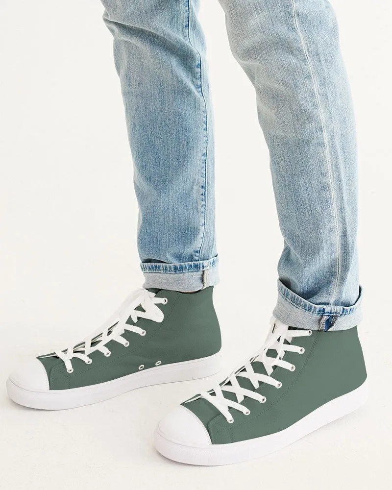 Medium Dark Green Men's High-top Canvas Sneakers | Men's | Medium Dark Pale Pastel Green | C30M0Y30K60