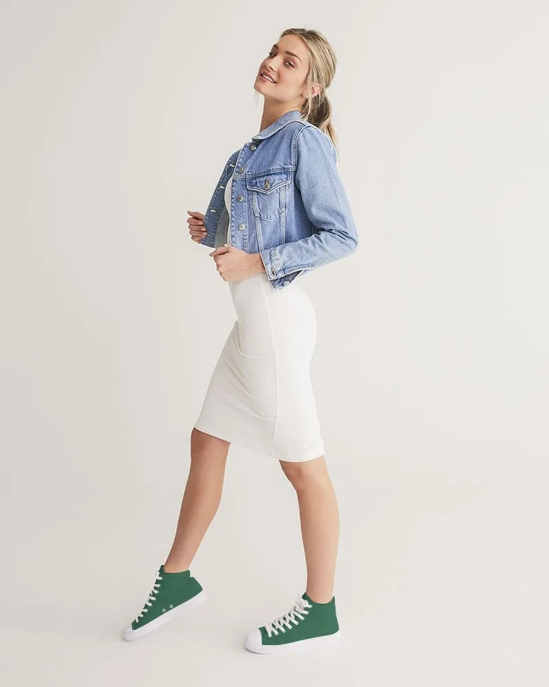 Medium Dark Green Women's High-top Canvas Sneakers | Women's | Medium Dark Pastel Green | C60M0Y60K60