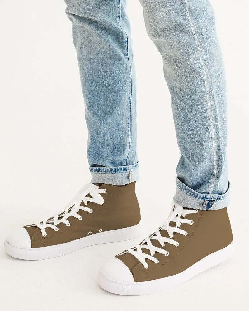 Medium Dark Orange Brown Men's High-top Canvas Sneakers | Men's | Medium Dark Pastel Orange Brown | C0M30Y60K60