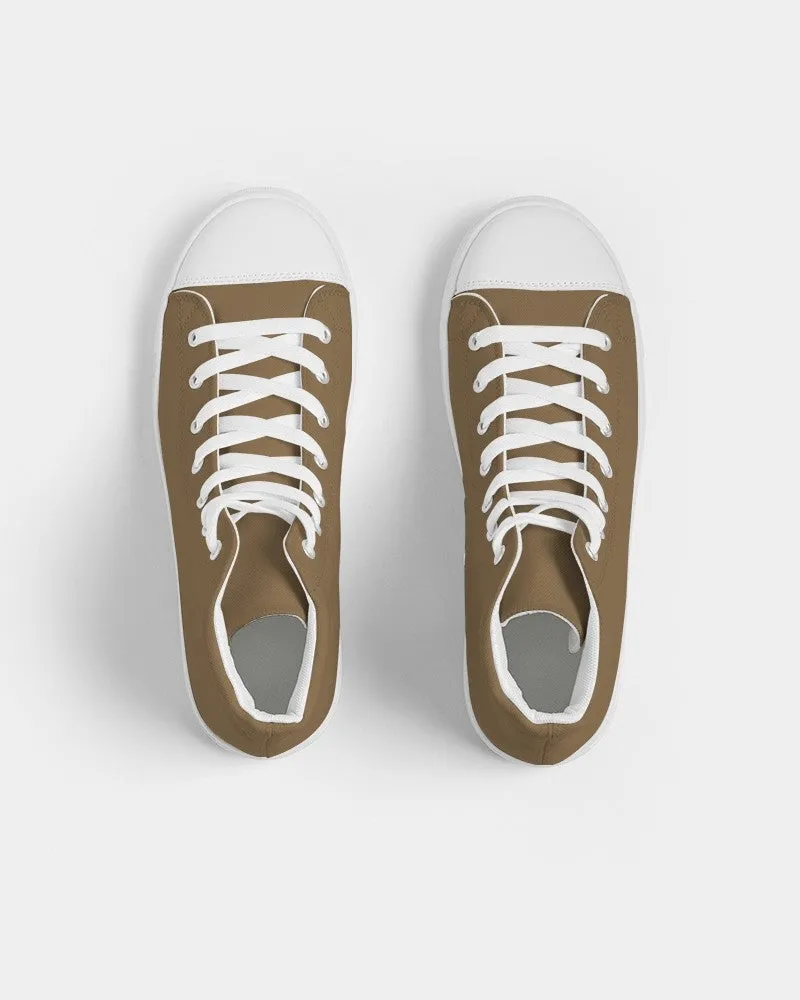 Medium Dark Orange Brown Men's High-top Canvas Sneakers | Men's | Medium Dark Pastel Orange Brown | C0M30Y60K60