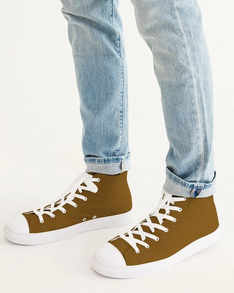 Medium Dark Orange Men's High-top Canvas Sneakers | Men's | Medium Dark Pure Orange | C0M50Y100K60