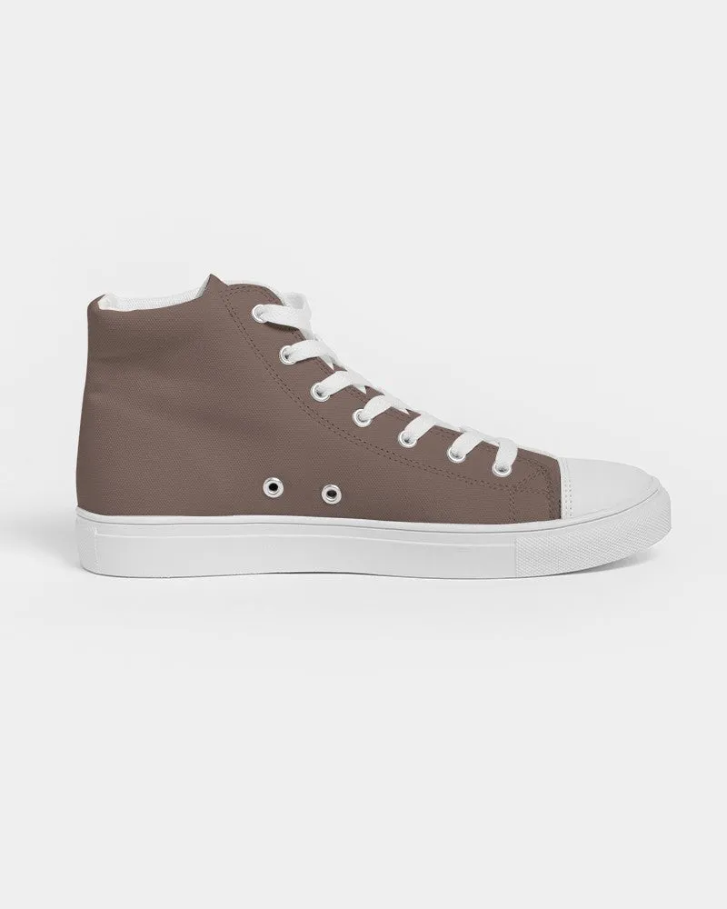 Medium Dark Red Brown Men's High-top Canvas Sneakers | Men's | Medium Dark Pale Pastel Red Brown | C0M30Y30K60