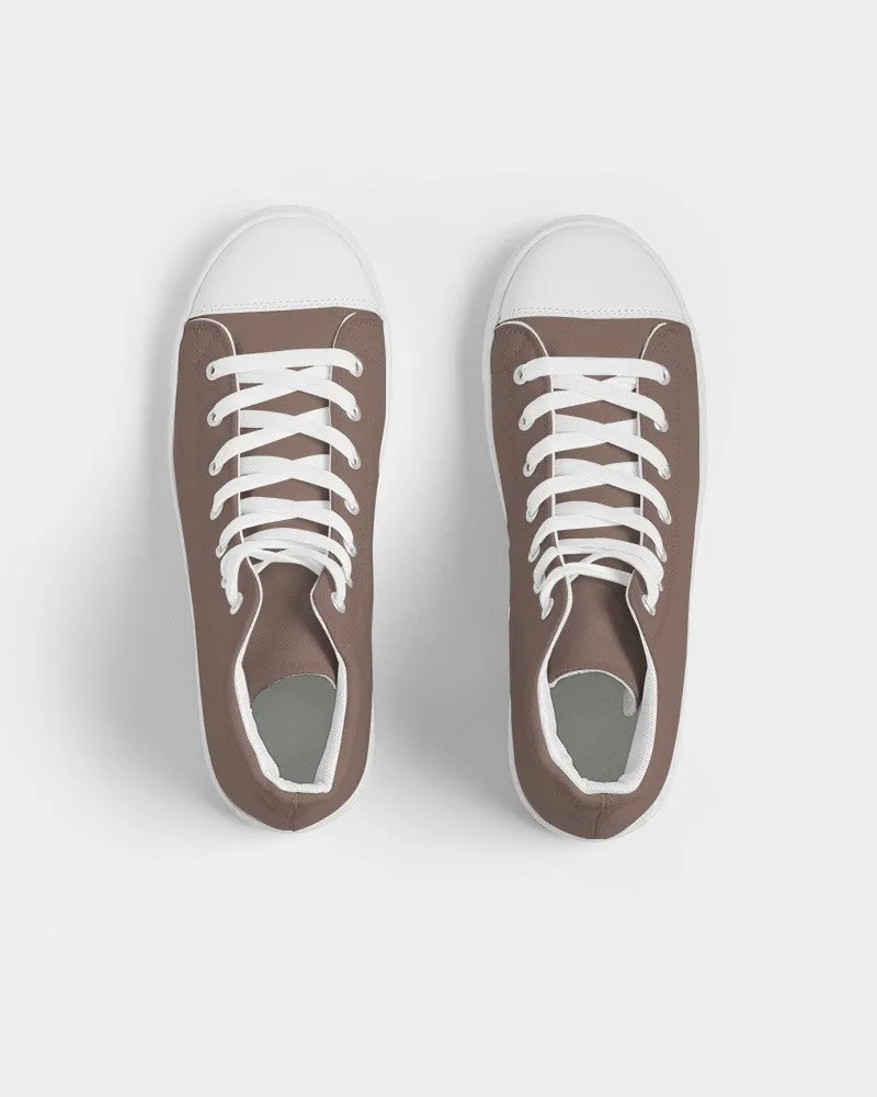 Medium Dark Red Brown Men's High-top Canvas Sneakers | Men's | Medium Dark Pale Pastel Red Brown | C0M30Y30K60