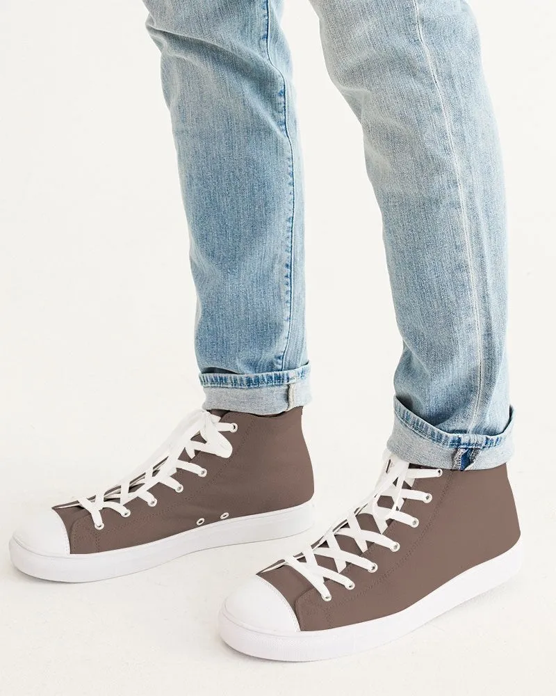 Medium Dark Red Brown Men's High-top Canvas Sneakers | Men's | Medium Dark Pale Pastel Red Brown | C0M30Y30K60