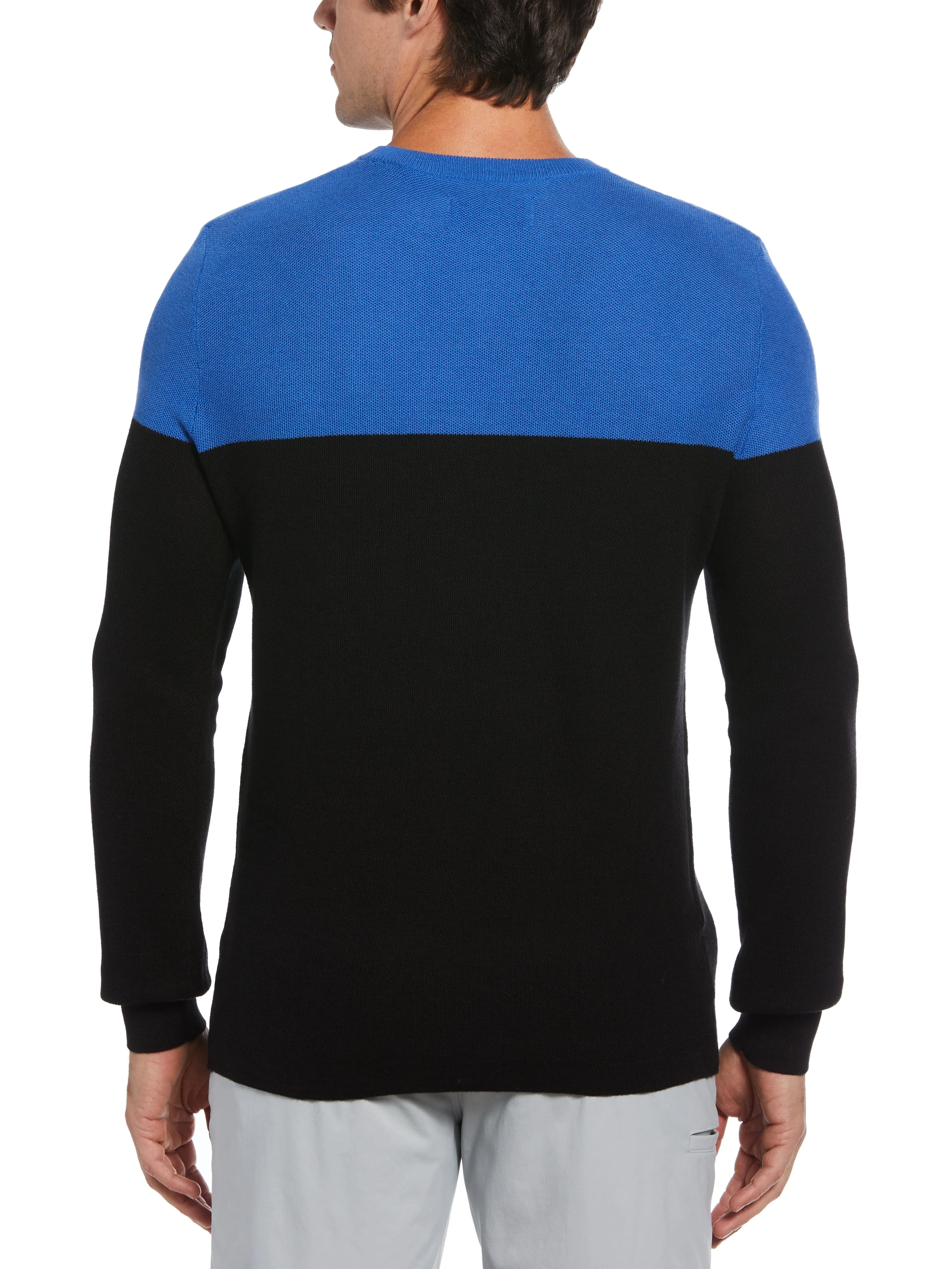 Men's Color Block Long Sleeve Golf Sweater