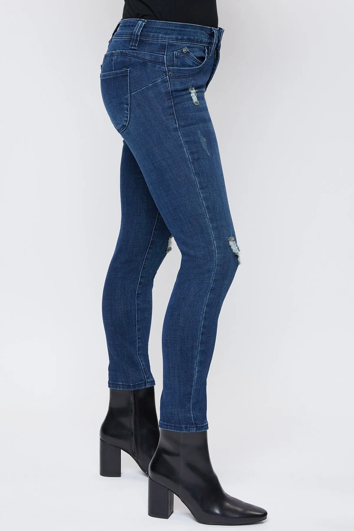Missy Petite Wannabettabutt Mid-Rise 1-Button Skinny Jean Made With Recycled Fibers, Pack Of 12