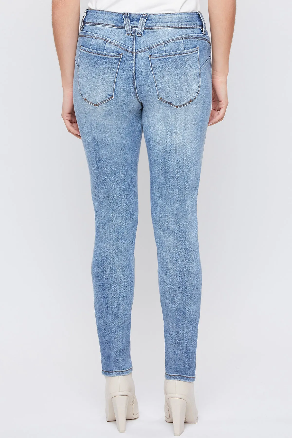 Missy Petite Wannabettabutt Mid-Rise 1-Button Skinny Jean Made With Recycled Fibers, Pack Of 12