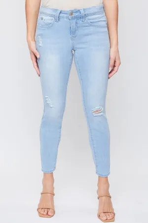 Missy Petite Wannabettabutt Mid-Rise 1-Button Skinny Jean Made With Recycled Fibers, Pack Of 12