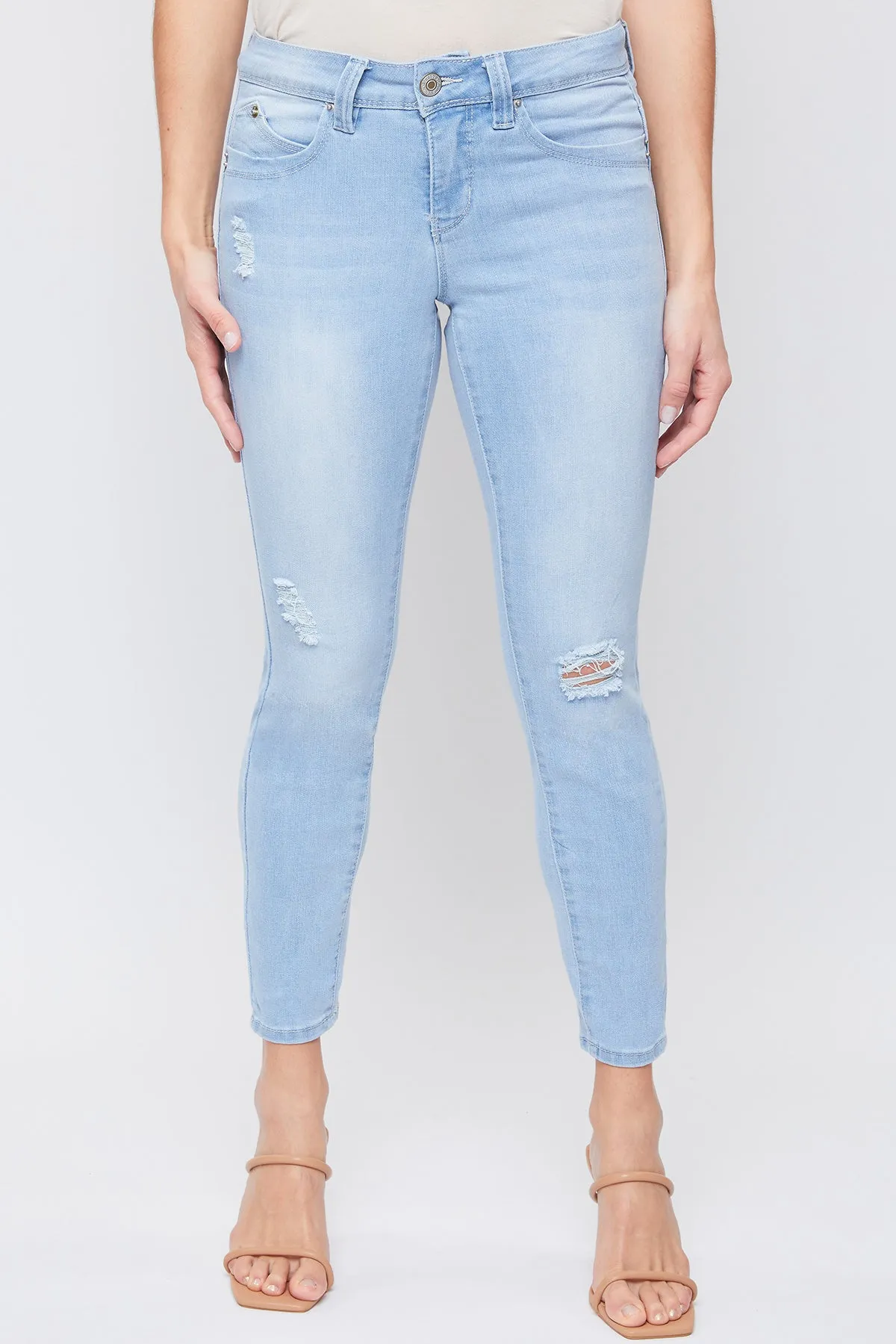 Missy Petite Wannabettabutt Mid-Rise 1-Button Skinny Jean Made With Recycled Fibers, Pack Of 12