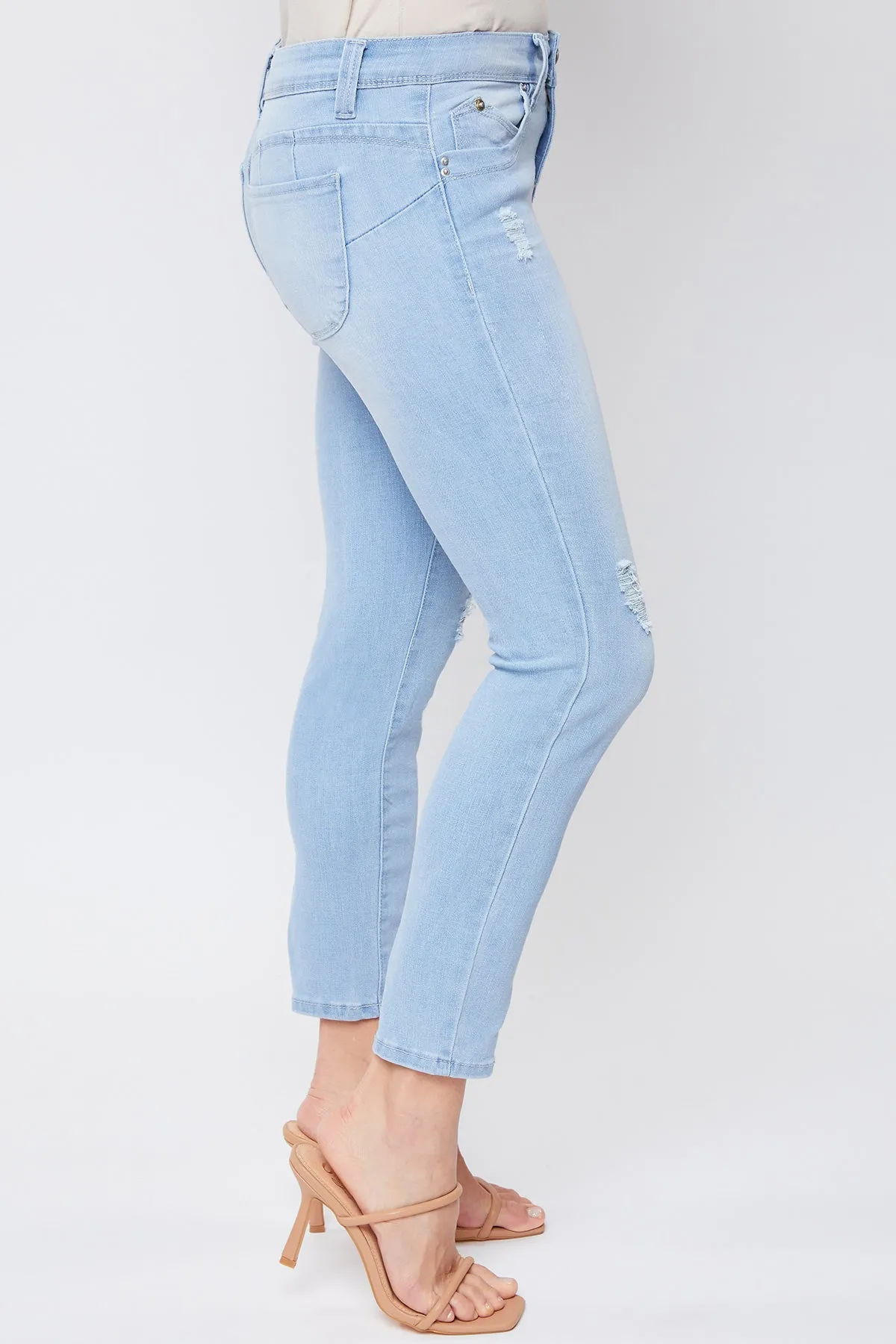 Missy Petite Wannabettabutt Mid-Rise 1-Button Skinny Jean Made With Recycled Fibers, Pack Of 12