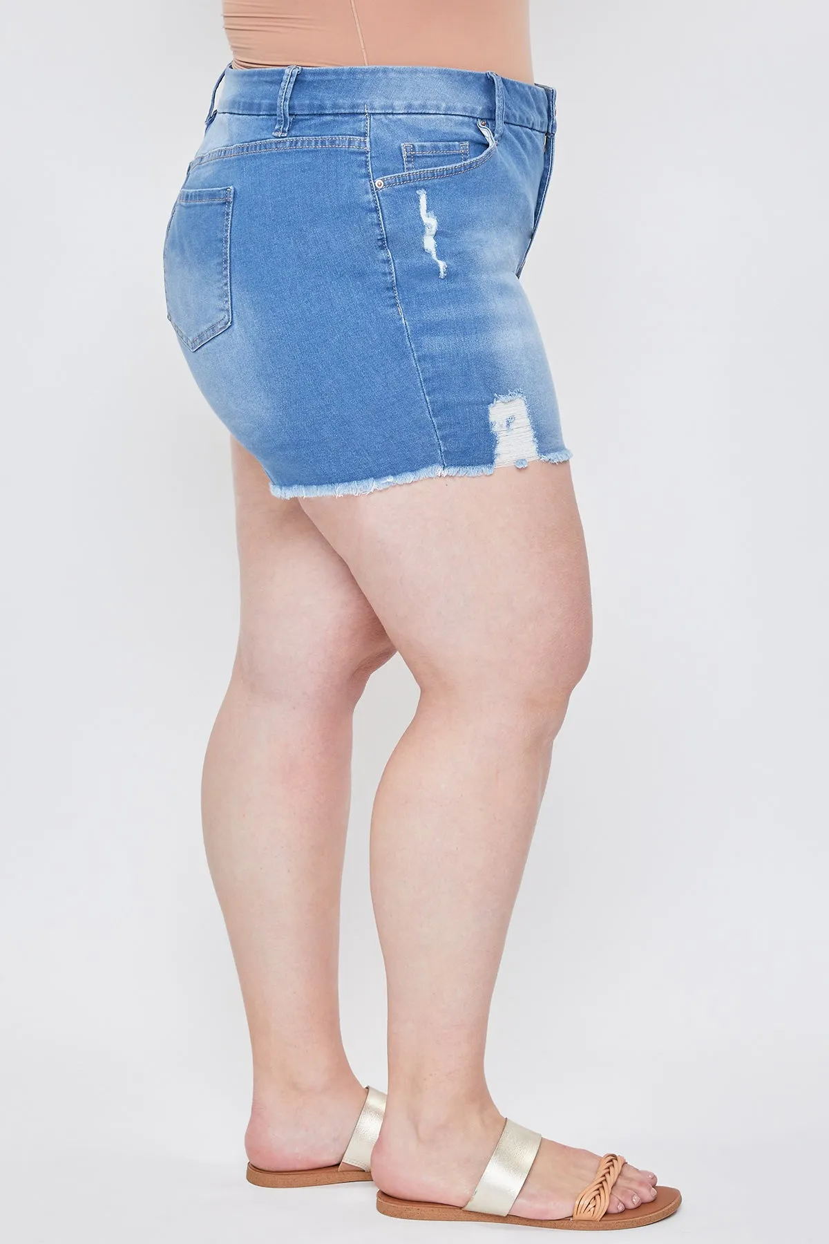 Missy Plus Curvy High-Rise Frayed Hem Shorts, Pack Of 12