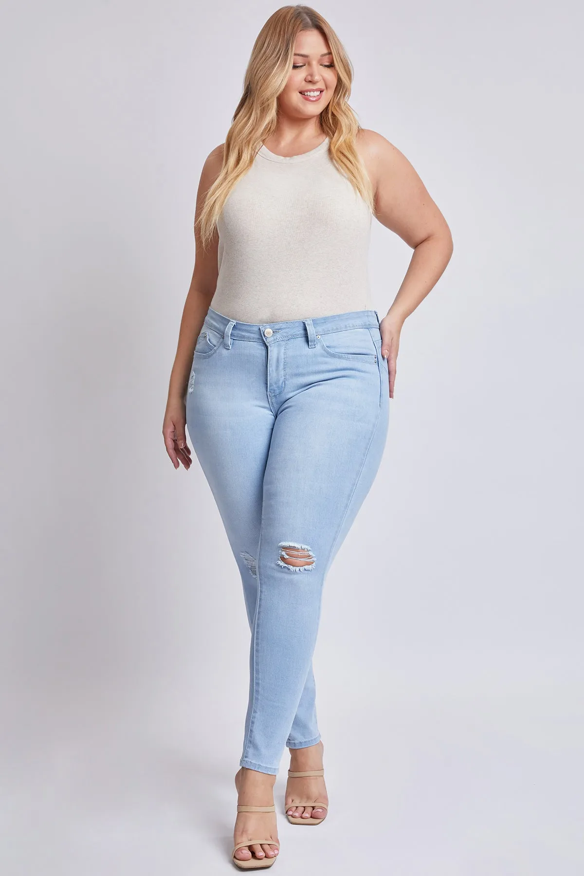 Missy Plus Women’S Plus Wannabettabutt 1-Button Skinny Jean Made With Recycled Fibers, Pack Of 12