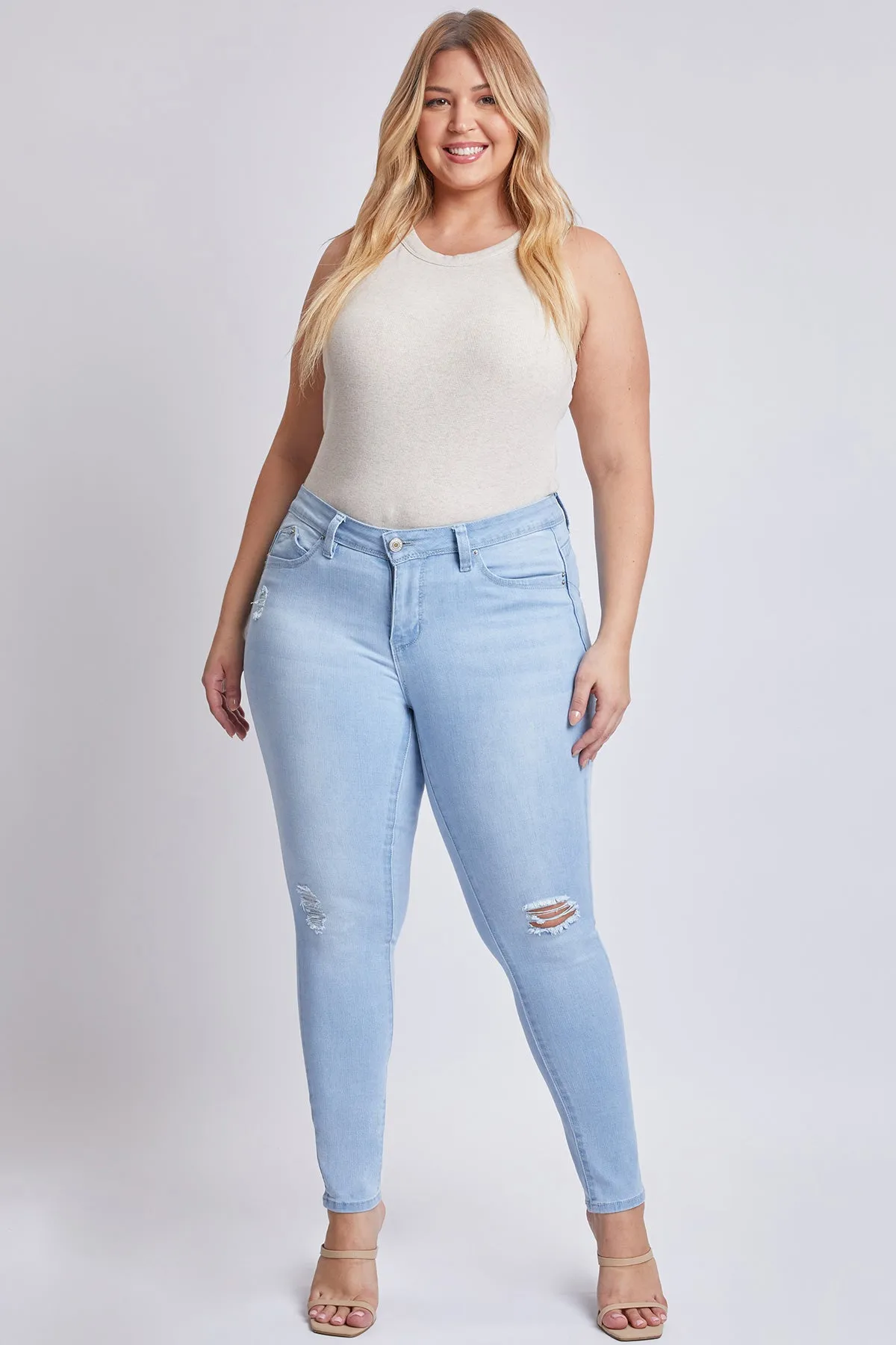 Missy Plus Women’S Plus Wannabettabutt 1-Button Skinny Jean Made With Recycled Fibers, Pack Of 12